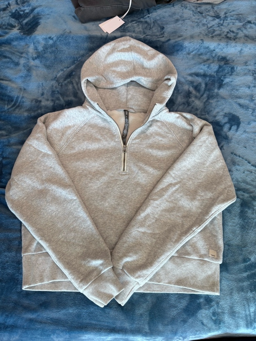 Vuori Light Gray 1/4 Zip-Up Hooded Sweatshirt